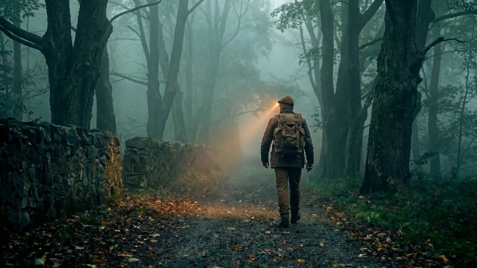 A figure walking a misty path with a headlamp — RUBIX built outside the traditional advertising agency path